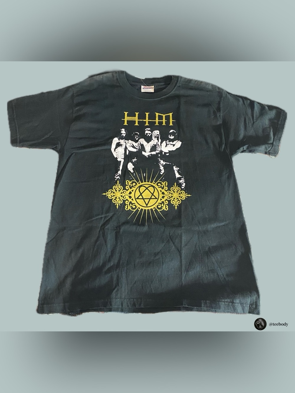 VTG HIM Gothic Metal Band Tee 2005 Heartagram Black M NWT Hanes Deadstock
